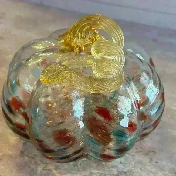 Boston International Decorative Tabletop Glass Pumpkin, 6.5 x 5-Inches - Picture 2 of 5